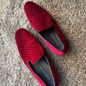 Red velvet mens loafers